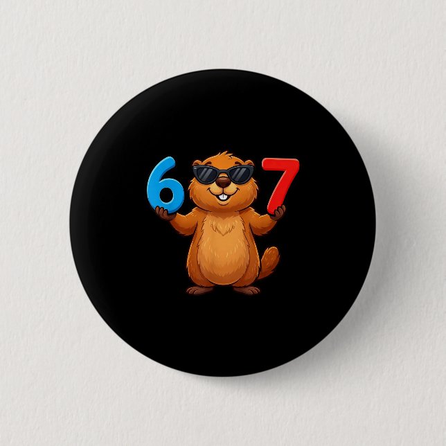 Badge Rond 5 Cm Groundhog Six Seven Drip 67 Mème Drôle 6-7 Groundh (Devant)
