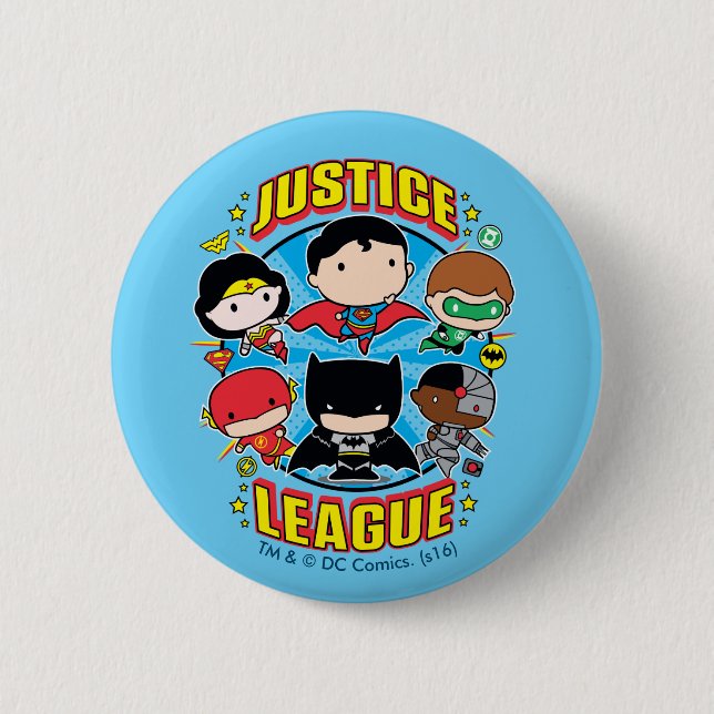 Badge Rond 5 Cm Groupe de la Ligue de la justice de Chibi (Devant)