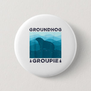 Badge Rond 5 Cm Groupie de la marmotte Rétro Vintage 60s 70s 80s H