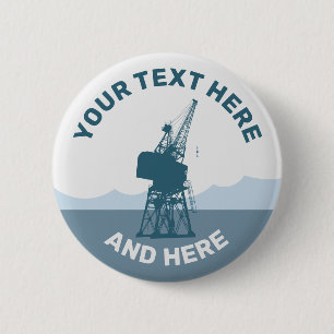 Badge Rond 5 Cm Grue du chantier naval