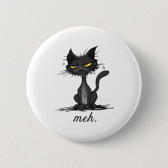 Badge Rond 5 Cm GRUMPY CAT - Drôle Meh Cat - Crazy Cat Lady Cadeau (Devant)