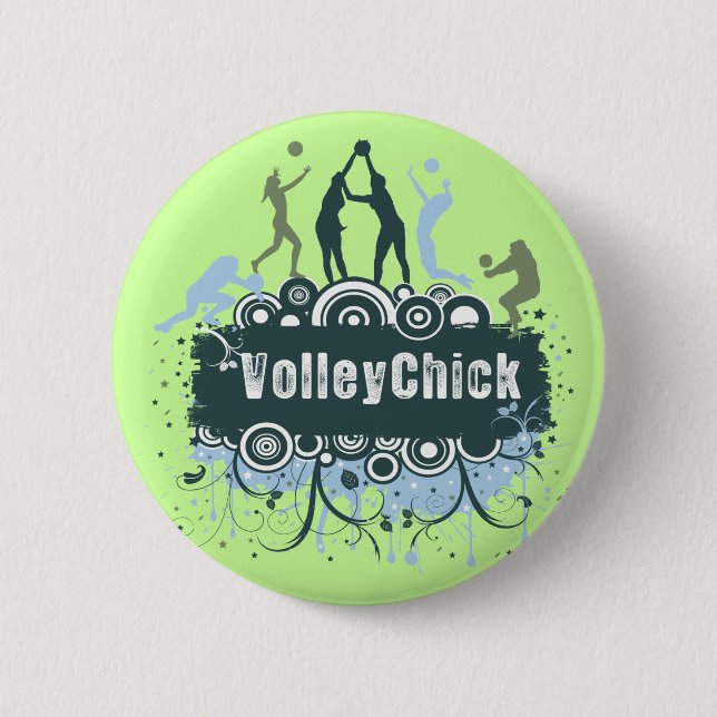 Badge Rond 5 Cm Grunge d'étoile de VolleyChick (Devant)