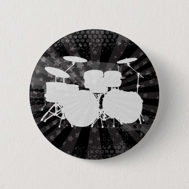 Badge Rond 5 Cm Grunge Drums Black Burns (Devant)