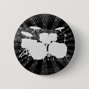 Badge Rond 5 Cm Grunge Drums Black Burns