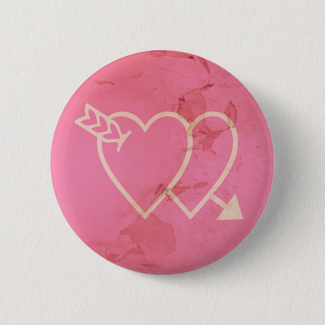 Badge Rond 5 Cm Grunge Hearts et Flèche Vert - Rose (Devant)