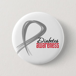 Badge Rond 5 Cm Grunge Ribbon Sensibilisation au diabète