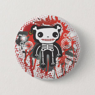 Badge Rond 5 Cm grunge sanglante squelettique d'ours de nounours
