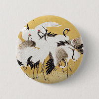 Grupe de grues japonaises Vintage Oiseau Riche Cla