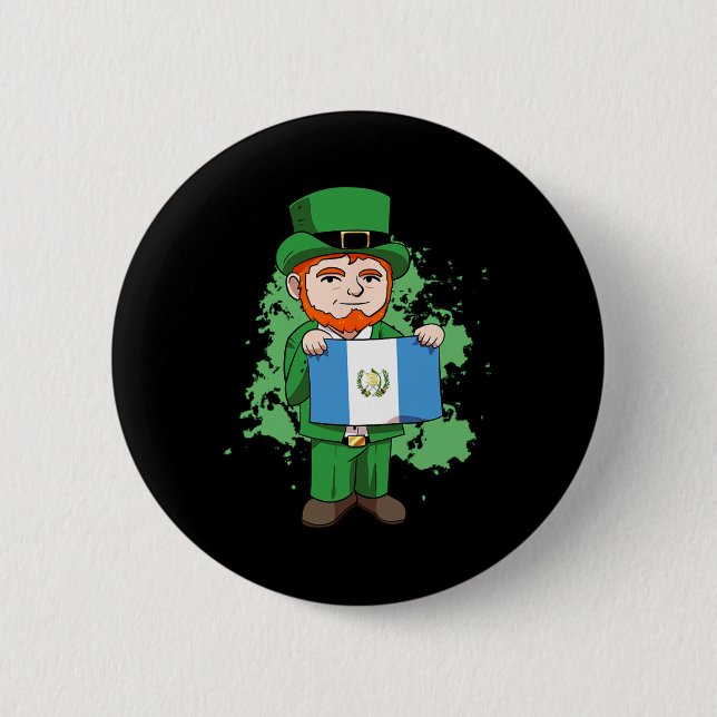 Badge Rond 5 Cm Guatemala Fier Guate Drapeau St. Patrick Leprec (Devant)