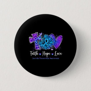 Badge Rond 5 Cm Guérison Amour Paix Tournesol Sarcelle & Viole
