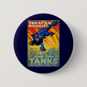 Badge Rond 5 Cm Guerre militaire vintage Recrutement avec un chat