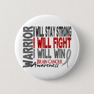 Badge Rond 5 Cm Guerrier de cancer du cerveau