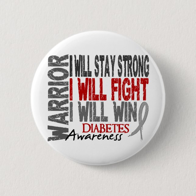 Badge Rond 5 Cm Guerrier de diabète (Devant)