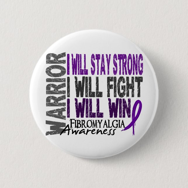 Badge Rond 5 Cm Guerrier de fibromyalgie (Devant)