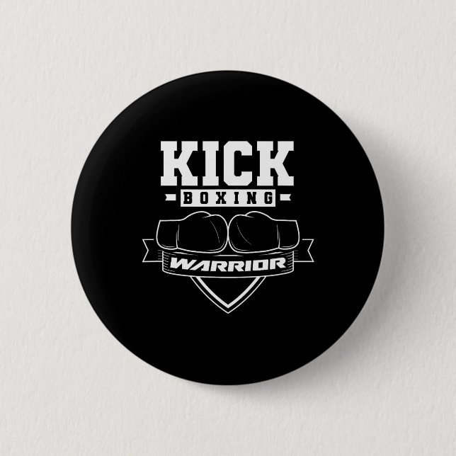 Badge Rond 5 Cm Guerrier de kickboxing Kickbox Kickboxer Kick Boxi (Devant)