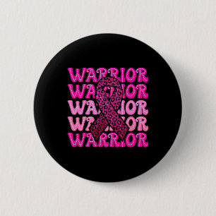 Badge Rond 5 Cm Guerrier de sensibilisation au cancer du sein rose