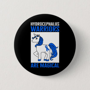 Badge Rond 5 Cm Guerrier de sensibilisation Magique Unicorne Bleu