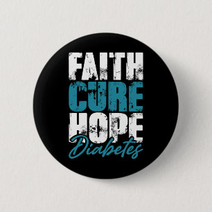 Badge Rond 5 Cm Guerrier diabétique Don Faith Cure Hope Diabetes A