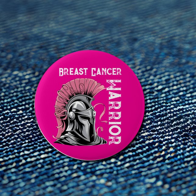Badge Rond 5 Cm Guerrier du cancer du sein rose chaud (Créateur téléchargé)