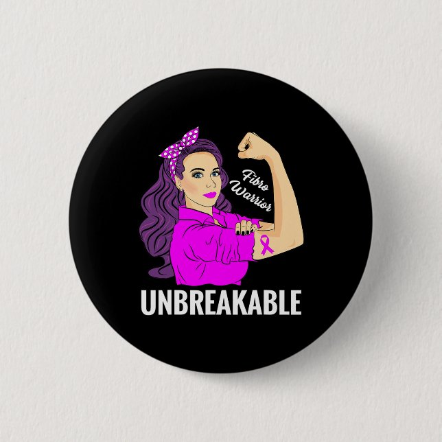 Badge Rond 5 Cm Guerrier indestructible Fibromyalgie Tee de sensib (Devant)