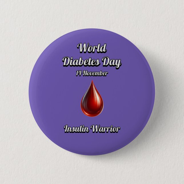 Badge Rond 5 Cm Guerrier insulin. Journée mondiale du diabète. (Devant)