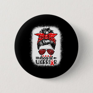 Badge Rond 5 Cm Guerrier Messy Bun Go Red - Sensibilisation aux ma