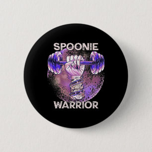 Badge Rond 5 Cm Guerrière à la cuillère Lupus Haltère Poing Violet