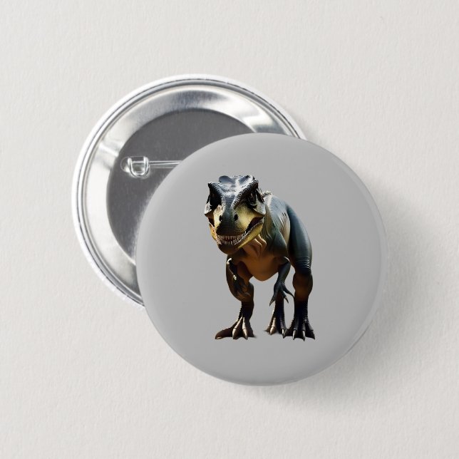 Badge Rond 5 Cm **"Gueule effrayante : le T-Rex avec un rictus"** (Devant & derrière)