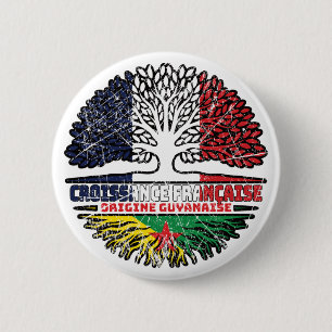 Badge Rond 5 Cm Guiana Guyane Français Drapeau Des Racines D'Arbre