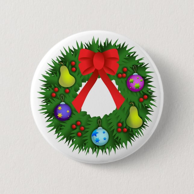 Badge Rond 5 Cm Guirlande de Noël (Devant)