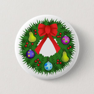 Badge Rond 5 Cm Guirlande de Noël