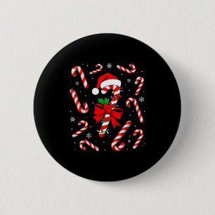Badge Rond 5 Cm Guirlande de Noël Canne à Bonbons Rouge et Blanc D