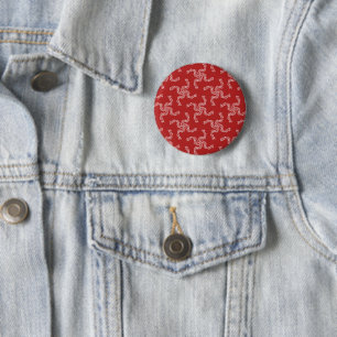 Badge Rond 5 Cm Guirlande de Noël Rouge, Décoration de Noël, Xmas