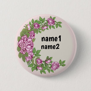 Badge Rond 5 Cm guirlande rose