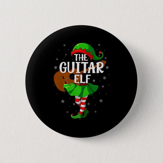 Badge Rond 5 Cm Guitar Elf Christmas Girls Women Elf Squad Xmas Fa (Devant)