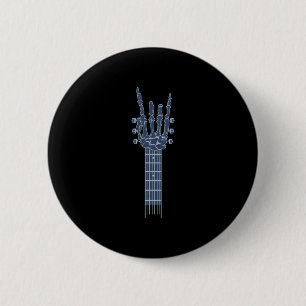 Badge Rond 5 Cm Guitare à squelette à main rocheuse Halloween mign