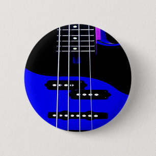 Badge Rond 5 Cm Guitare artistique bleu et noir