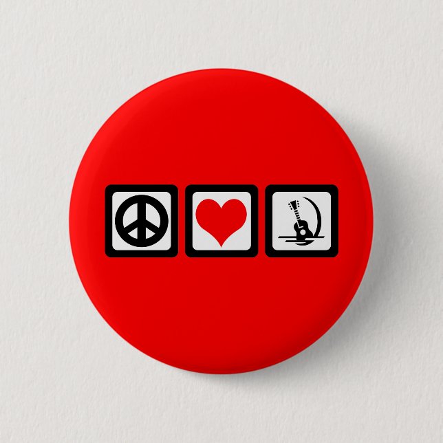 Badge Rond 5 Cm Guitare d'amour de paix (Devant)