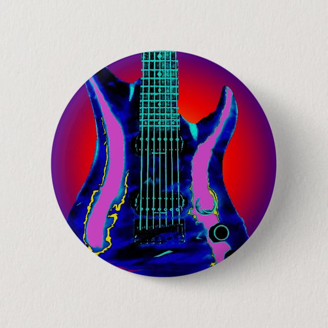 Badge Rond 5 Cm Guitare d'aquarelle (Devant)