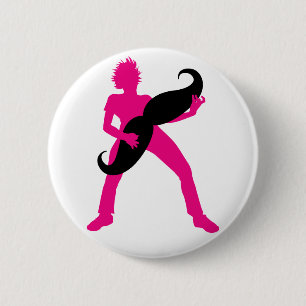 Badge Rond 5 Cm Guitare de cheveux
