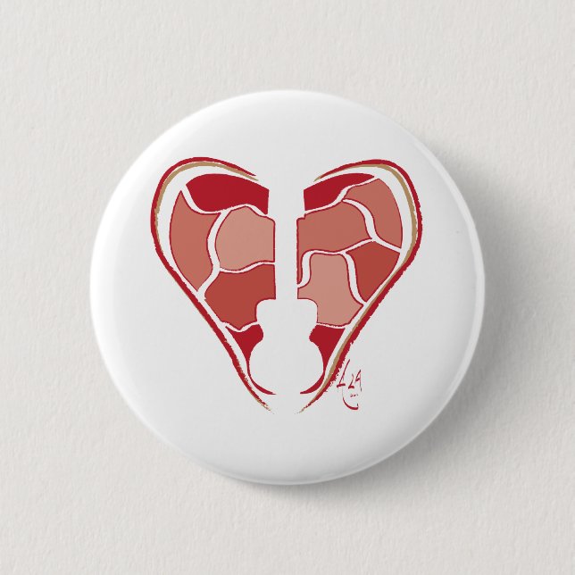 Badge Rond 5 Cm Guitare de coeur (Devant)