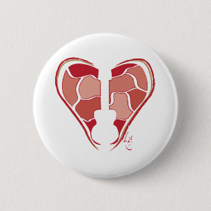 Badge Rond 5 Cm Guitare de coeur