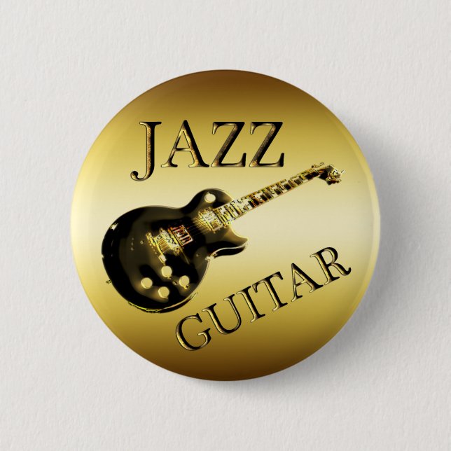 BADGE ROND 5 CM GUITARE DE JAZZ D'OR (Devant)