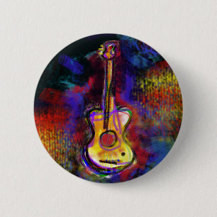 Badge Rond 5 Cm guitare de musique colorée