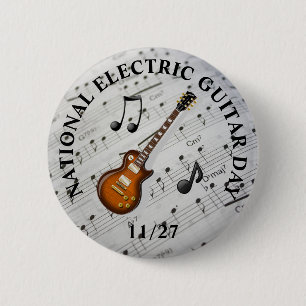 Badge Rond 5 Cm Guitare électrique jour vacances nationales du 27