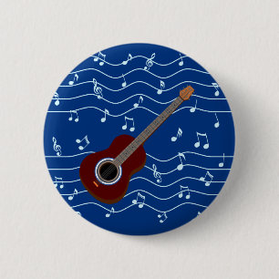 Badge Rond 5 Cm guitare et bouton de notes musicales