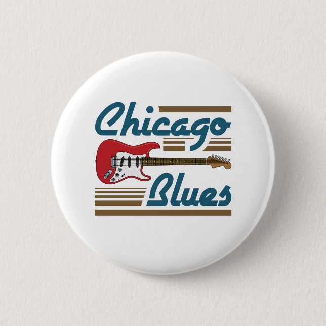 Badge Rond 5 Cm Guitare musicienne de Chicago Blues (Devant)