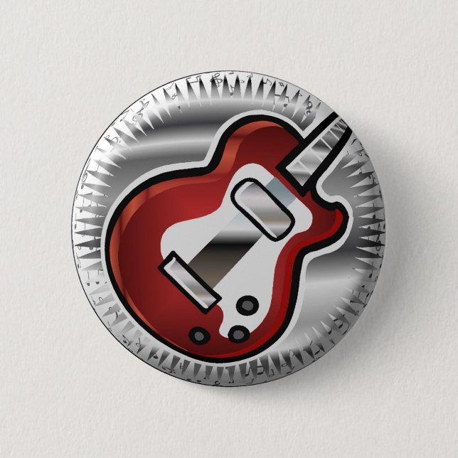 Badge Rond 5 Cm Guitare rouge (Devant)