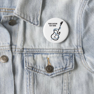 Badge Rond 5 Cm Guitare stylisée de texte personnalisé