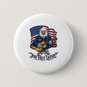 Badge Rond 5 Cm Guitare Vintage Eagle Patriotique